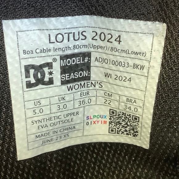 DC Size 5 Black/White Lotus Step On 2024 Snowboard Boots Insulated Boa Fit P20-2 - Picture 8 of 13